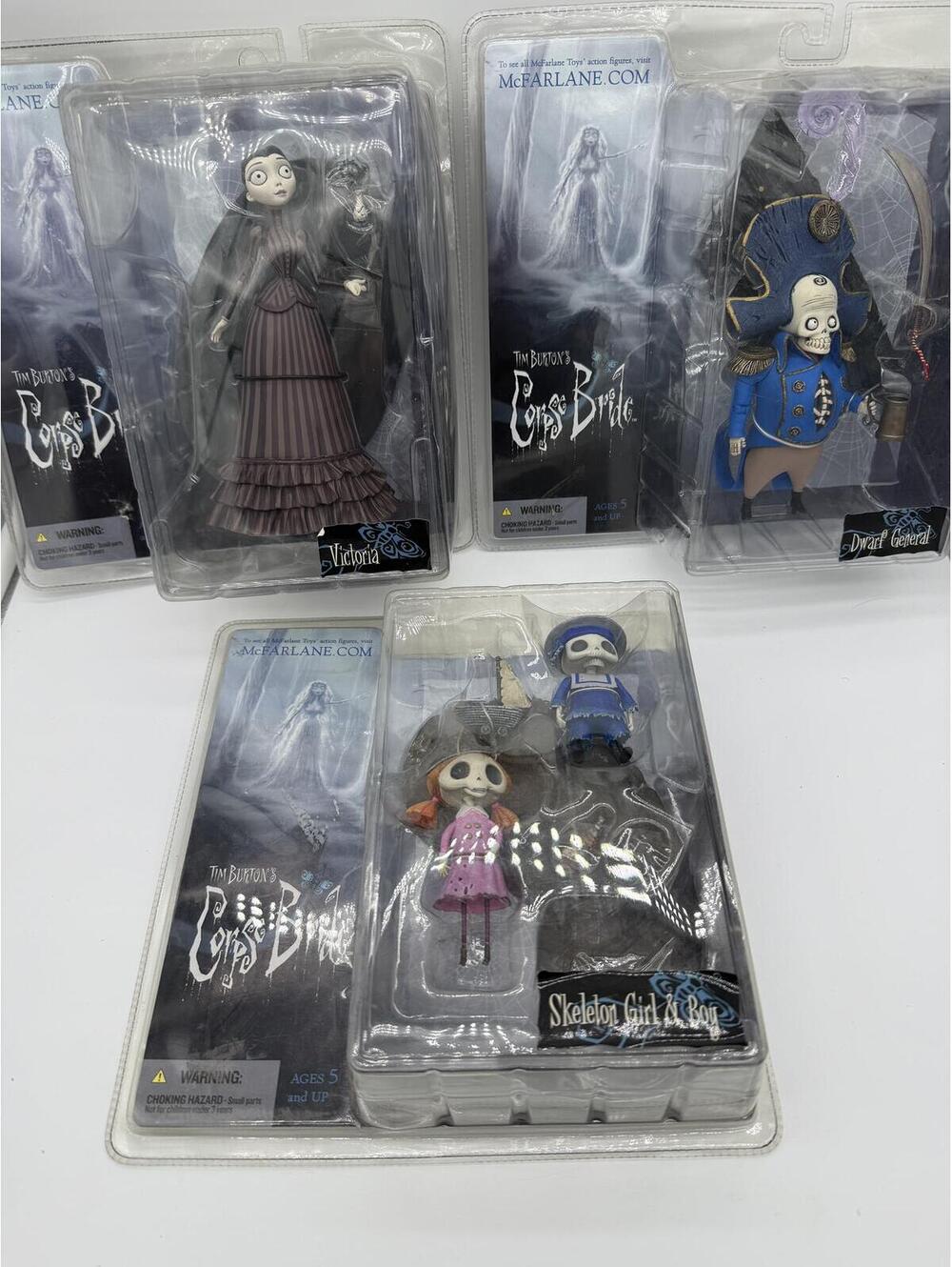 McFarlane Corpse Bride Series 1 Skeleton Girl & Boy Victoria Dwarf General Lot